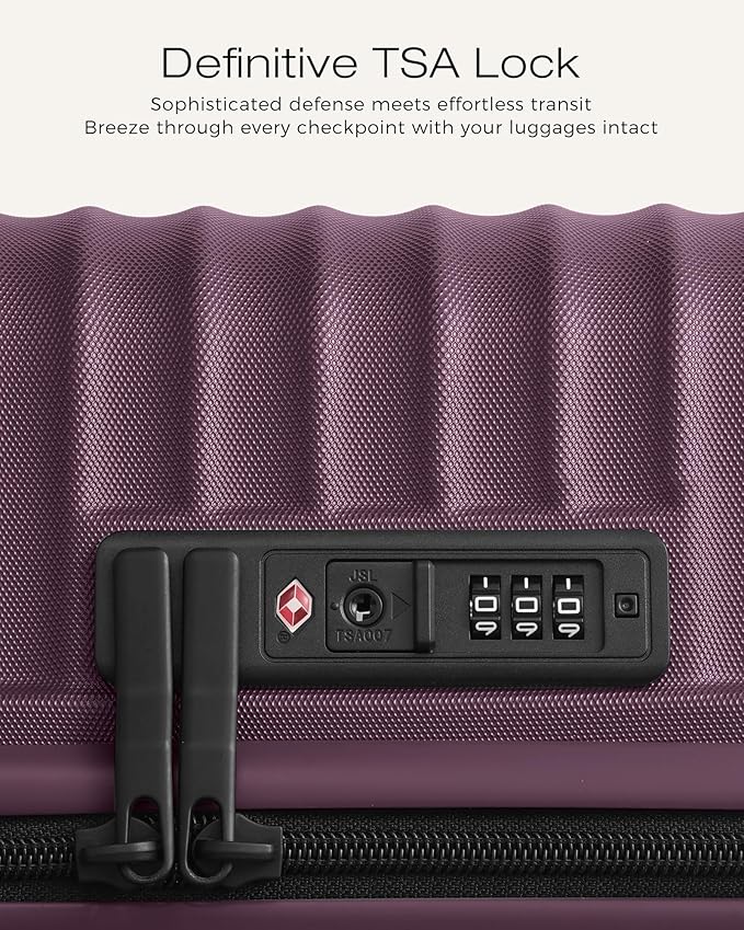 Coolife Hardside Luggage Upgrade Durable PC Lightweight Travel Suitcases with Dual Spinner Wheels & TSA Lock (Dark Purple, Checked-Medium 24-Inch)