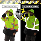 Hi Vis Safety Rain Jacket for Men Women Waterproof Breathable Rain Gears with Mesh Lining Black Bottom Lightweight Work Jacket (2XL/3XL)