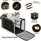 Conlun Cat Carrier Bag,Soft-Sided Pet Carriers for Dogs with 4-Sided Mesh,Airline Approved Cat Transport Carrier for Small&Medium Cats Kitten Puppy Up to 15Lb,Collapsible Cat Travel Carrier-M,Black