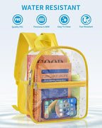 Paxiland Clear Backpack Stadium Approved 12×12×6 with Reinforced and Wider Shoulder Straps, Small Clear Bag for Schools, Concerts, Work, Festivals and Sporting Events - Yellow
