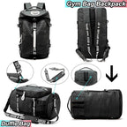 Gym Duffle Bag Backpack with Shoe Compartment,4 ways Travel Backpack for Women and Men,Multi-Functional Weekender bag with Waterproof Layer&Laptop Compartment for Fitness, Travel,Camping