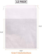 12 Pack Portable Shoe Bags for Travel Large Shoes Pouch Storage Organizer Clear Window with Drawstring for Men and Women White