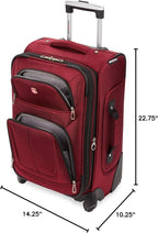 SwissGear Sion Softside Expandable Luggage – Carry-On Suitcase with 360 Degree Wheels & Retractable Handle – 21 Inch, Perfect for 1-3 Night Trips – Burgundy