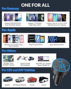 130W 3-Port USB C Super Fast Car Charger (with Voltage Display) for Samsung Galaxy S26/S25/ S24/S23/S22 Ultra/Z Fold/Flip, Android Phone, Type C Car Charger Adapter Accessories + 240W 3FT USB C Cable