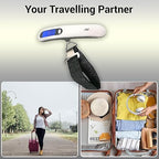 ANT Digital Luggage Scale 50kg – Portable High-Precision Travel Weight Scale with Backlit LCD, Strap Hook, Tare & Unit Switch – Ideal for Flights, Suitcases, Parcels – White