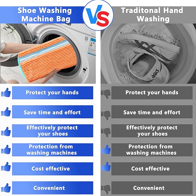 2Pcs Reusable Shoe Washing Machine Bag for Washer and Dryer:Free Up Hands, Prevent Deformation,shoe bag with Zipper Protection Design, Use for all Shoes,Sports Shoes