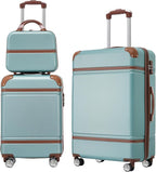 Luggage Sets, 2 Piece Carry on Luggage Set with Travel Bag, 2 Piece Expandable Spinner Hardshell Suitcase with TSA Lock, Back to School Suitcase, Women Men (Green, 20/24 inch+Cosmetic Case)