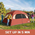 CAMPROS CP Upgraded 6/8 Person Camping Tents, Waterproof Windproof Family Tent with Larger Mesh Windows & Door, Double Layer, Easy Set Up, All-Season Dome Tent with Top Rainfly & Carry Bag