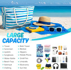 SRISE Large Beach Bag for Women & Men, Beach Bags Waterproof Sandproof, Travel Tote Bag, Swim Pool Bag for Family Outdoor