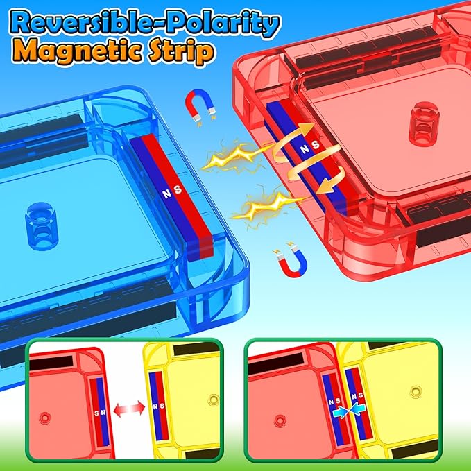Mini Magnetic Tiles Road Travel Essentials Set — Portable STEM Sensory Magnetic Building Blocks for Toddlers & Preschool Toys, Compact Travel Toys for 3+ Boys & Girls, Easter Birthday Gift