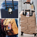 Rimilak 3 Pcs PU Leather Luggage Tags for Suitcase, Travel Cruise Luggage Tag with Privacy Flap, Name ID Label and Metal Loop for Women Men Baggage Handbag School Bag Backpack, USA