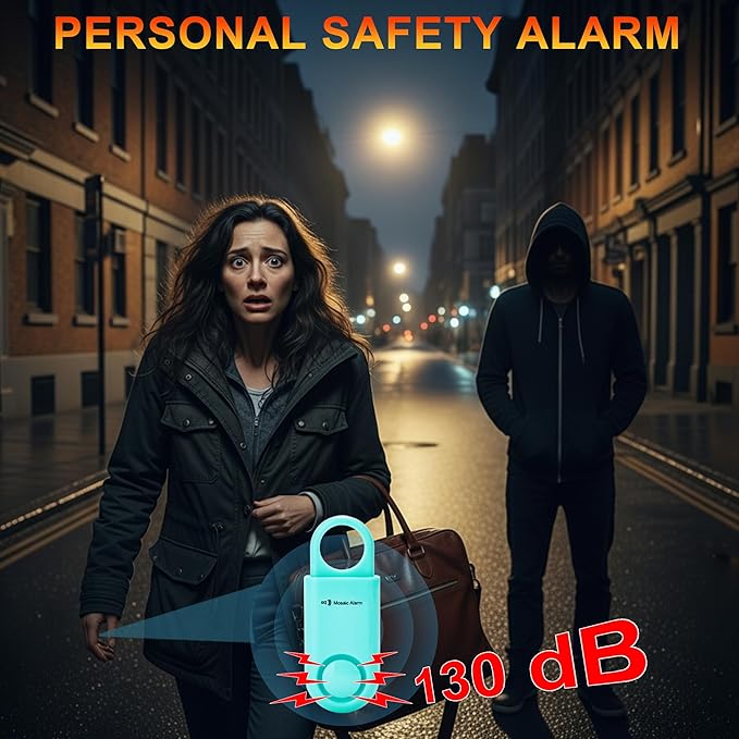 2 Pack Personal Safety Alarm 130db User-Replaceable Battery SOS Emergency Loud Sound Siren Keychain Alert for Women, College Students, Children, Night Runner, Hiking, Camp, Bear Alarm. Aqua