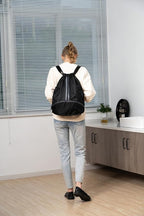 Valleycomfy Sports Drawstring Backpack - Water Resistant String Bag with Side Mesh Pockets Shoe Compartment Gym Backpack for Women & Men Dark Blue