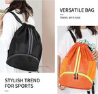 JELUTAR Drawstring Backpack Gym Bag with Shoes Compartment for Soccer, Basketball, Swim, Water-Resistant String Backpack Beach Cinch for Women Men, Orange