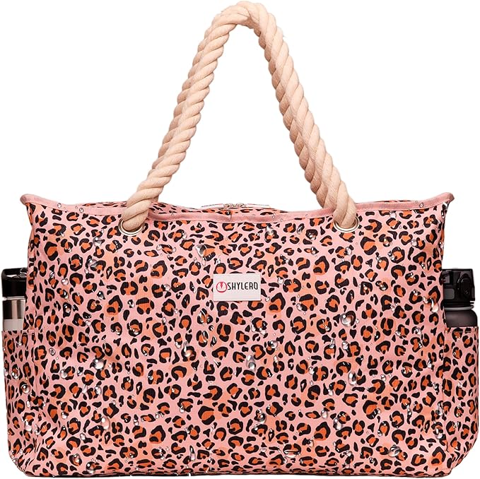 Beach Bag and Pool Bag Has Cooler Pocket, 7 Pockets Total, Zip Top. Family Size Waterproof Beach Tote
