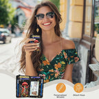 Yonlevres Mushroom Credit Card Holder Slim Wallet, RFID Wallet Women Front Pocket Small Card Holder, Travel Funny Cute Thin Card Case with ID Window PU Leather RFID Blocking Card Organizer Gifts Girls