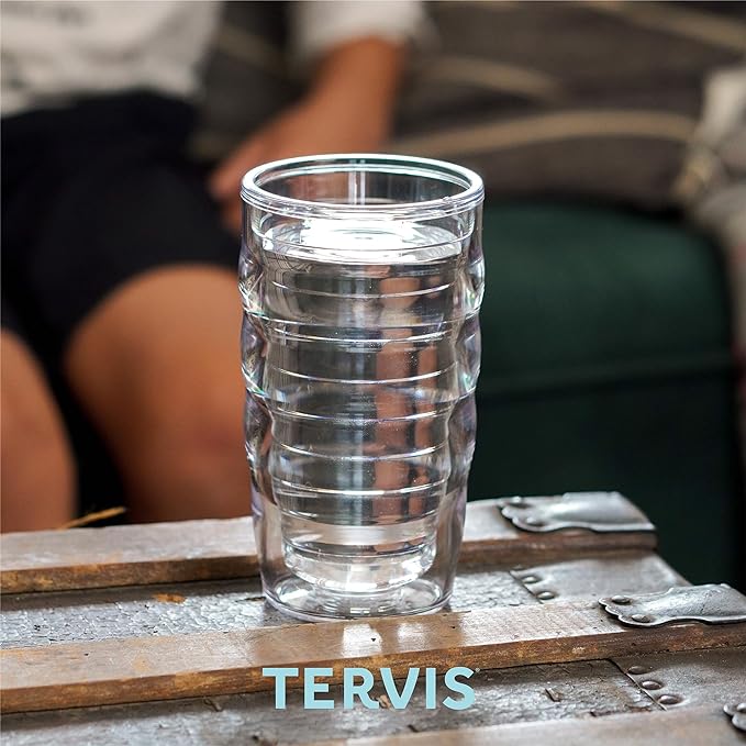 Tervis Clear & Colorful Tabletop 10oz Made in USA Double Walled Insulated Tumbler Travel Cup Keeps Drinks Cold & Hot, 10oz - 4pk, Clear