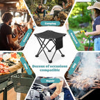 2 Pack Camping Stool 13 Inch Portable Folding Camp Stool with Side Pocket for Camping Fishing Hiking Gardening Outdoor Walking, Foot Stools with Carry Bag, Black