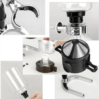 Siphon Coffee Maker Set, 5-Cup 600ml (20.3 oz) Borosilicate Glass Vacuum Brewer with Foldable Stainless Steel Coffee Filter, Dual Filtration for Home, Office & Camping（Filter Plus Version）