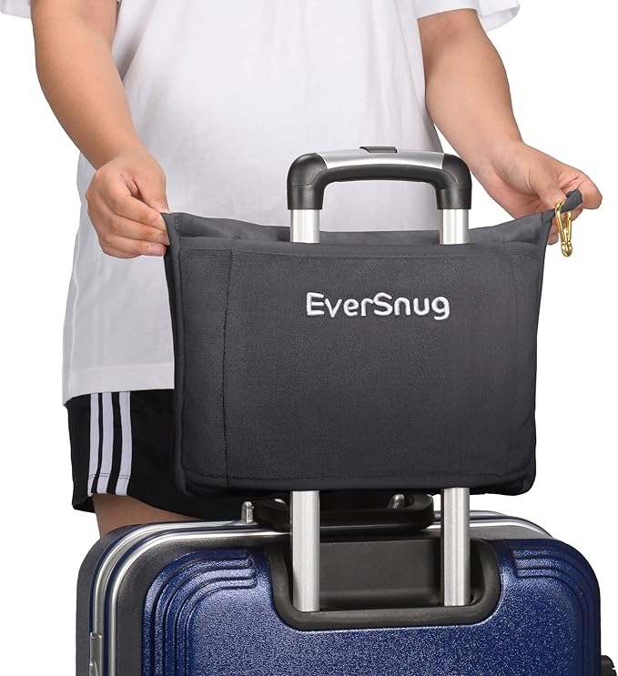 EverSnug Travel Blanket and Pillow Value Bundle - 2 in 1 Airplane Blanket with Soft Bag Pillowcase, Hand Luggage Sleeve and Backpack Clip | Color Includes Teal & Grey