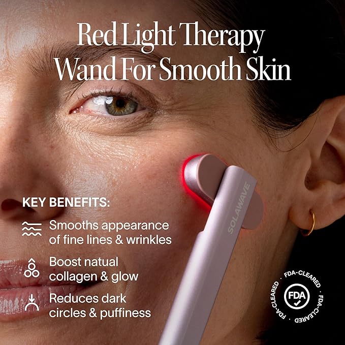 Solawave 4-in-1 Red Light Therapy Wand for Face & Neck | Beauty Device with Galvanic Current, Massager & Warmth | Anti-Aging, Wrinkle Reduction, Skin Tightening, Depuffing & Rejuvenation (Ombre)