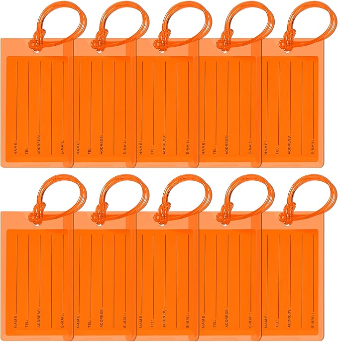 10 Pack Luggage Tags for Suitcases, Airplane Travel Essentials for Flying, International Travel Must Haves, and Luggage Accessories by Sodsay