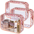 F-color TSA Approved Toiletry Bag 3 Pack Medium - Clear Makeup Bag Travel Quart Size for Women Men, Clear Cosmetic Bag Airport Airline Compliant Carry on Bag, Leopard Print