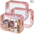 PACKISM TSA Approved Toiletry Bag - Rose Gold Leopard Print Clear Makeup Bag, Suitable for Gifts, with Supporting Frame, Perfect for Travel Essentials, Thick No Smell