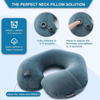 Keemall 2Pack Inflatable Travel Neck Pillow for Airplane Train Car Washable Pillowcase U Shaped Office Napping Pillow