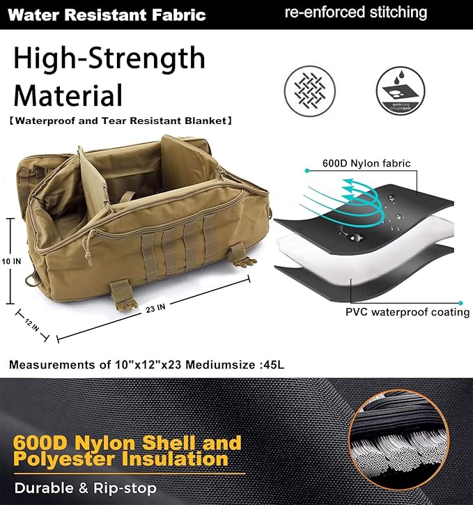 Miramrax Travel Duffle Bag Backpack for Men - Large Tactical Bags Weekender Gym Bag for Overnight Traveling Military Workout Deployment Sports (Coyote, 45L)
