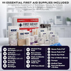 OSHA Compliant First Aid Kit - 10 Person, Type III, ANSI Class A, 111 Pieces Emergency Kit for Business, Office, Home, Vehicle, Truck, Car & Construction Site - Latex Free, Wall Mountable | ProHeal