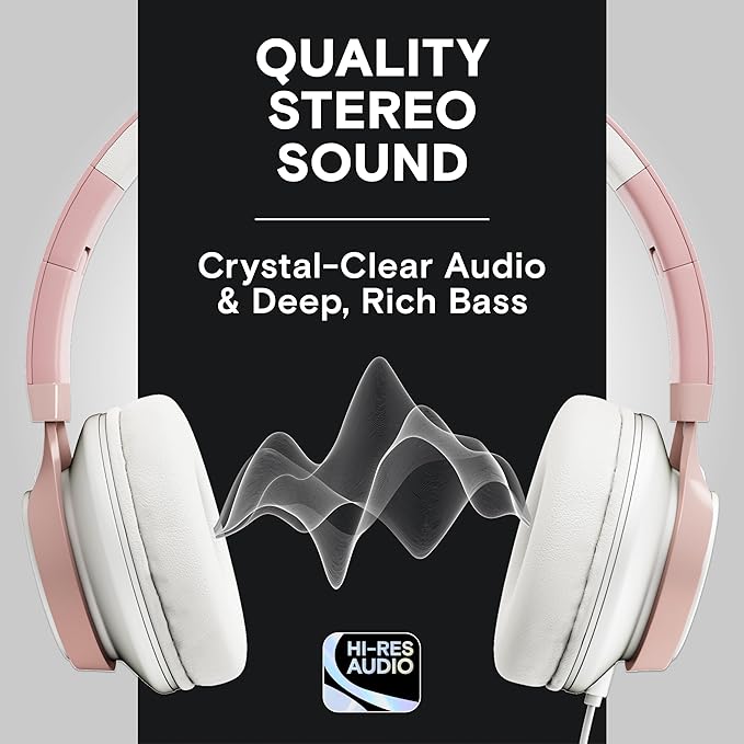 ARTIX CL750 Wired Headphones with Mic — Noise Isolating On-Ear Headphones for Computer and Laptop Wired, Plug in Corded Headphone with Wire (Foldable, Aux Jack 3.5mm)