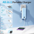 Portable Charger Built-in Cables, AC Wall Plug and Magnetic Wireless iWatch Charger, 10000mAh 22.5W PD Fast Charging Power Bank, Compact Battery Pack Travel Essentials for iPhone/Samsung/Apple Watch