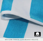 COTTON CRAFT Hooded Beach Towel - Oversized XXL 35x84 Towel with Hood for Adults - The Big Kahuna 7 Foot Beach Blanket Towel - Big & Tall Soft 100% Cotton Velour - Pool Bath Wrap - Cabana Stripe Aqua