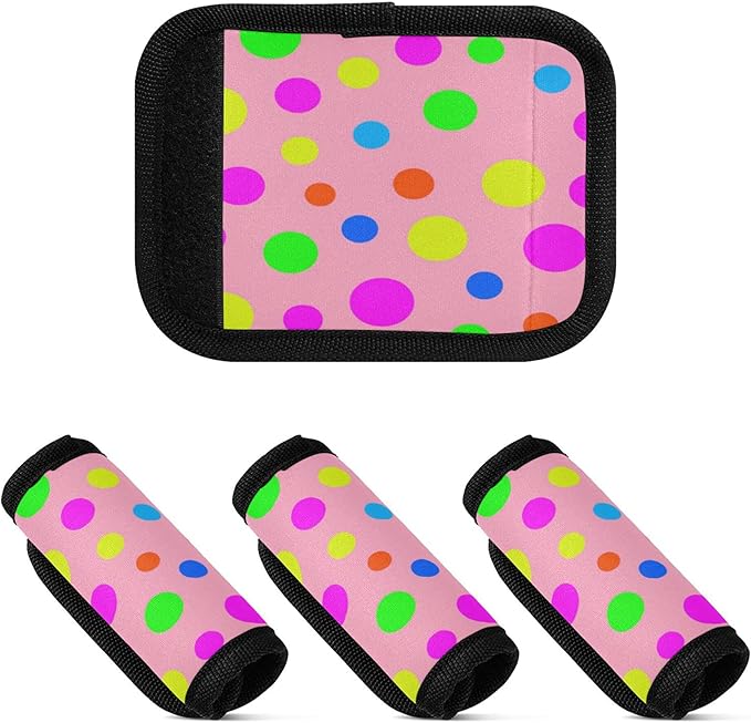 2 Pack Polka Dots Luggage Handle Wrap, Detachable Luggage Tag, Neoprene Suitcase Wrap with Comfort Grip & Bright Identifier for Suitcase, Travel Bag, Sports Bag