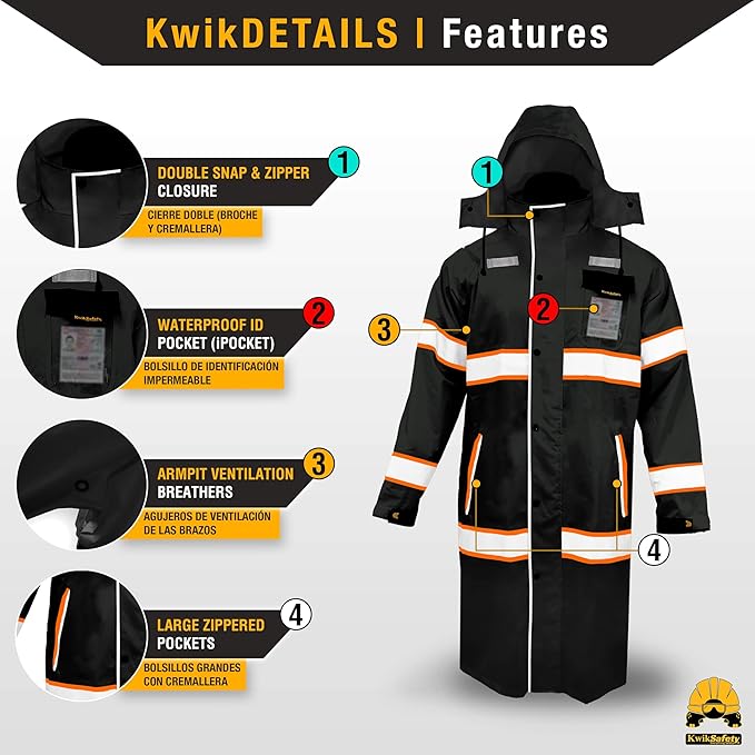 KwikSafety - Charlotte, NC - TORRENT Rain Jacket & Trench Coat ANSI OSHA Class 3 High Visibility Jacket Hi Vis Rain Gear