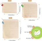 Ycsst Reusable Produce Bags 6 Pack, Cotton Mesh Vegetable Bags for Grocery Shopping, Washable Mesh Produce Bags for Fruits & Vegetables Storage (2S,2M,2L)