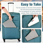 Lightweight Expandable Softside Luggage Sets 3 Piece, Large Capacity Travel Suitcase with Spinner Wheel, TSA Lock, Easy Access Design and Adjustable Telescoping Handle (Green)
