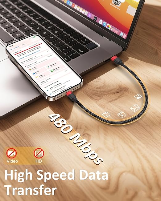 2 ft USB C Cable 2 Pack, USB to USB C Cable 2ft, Braided 2 Foot USBC Cable Fast Charging Cord Compatible with iPhone 17 16 15 Pro Max, Samsung Galaxy S25 S24 S23, Google Pxiel 10 9