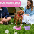 SLSON Collapsible Dog Bowl, 2Pack Macaron Color Pet Travel Bowls Silicone Foldable Water Feeder Dish for Small to Large Dogs Cat Walking Hiking Camping (Macaron Rose and Violet, Small)