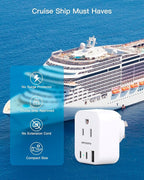 HANYCONY US to Australia New Zealand Power Plug Adapter, Type I Adapter Plug 2 Outlets 3 USB Ports(2 USB C), Australia Travel Plug Adapter for USA to Australian AU China Argentina Fiji Essentials