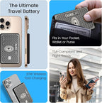 AquaVault Chargecard Magsafe Portable Charger 5000mAh 20W Fast Charge - Magnetic Power Bank, Ultra-Slim Battery Pack Compatible with iPhone 12-17 Series & Android (Black)