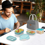 JBGOYON® Bento Lunch Box for Adults, Kids, Men, and Women – Includes Stackable Lunch Containers and Lunch Bag, Perfect for Boys and Girls, Microwave Safe and BPA-Free（Green ）