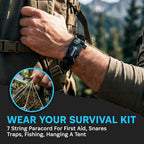 Paracord Bracelet Compass Hiking Survival Kit Emergency Whistle Fire Starter Camping Gear Hiking Essentials Fishing Hunting Accessories EDC Backpacking Gear Tactical Survival Gear Equipment