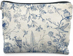 Chinoiserie Floral Makeup Bag, Chinoiserie Decor Cosmetic Bag Toiletry Bag for Women, Floral Bird Makeup Bag, Chinoiserie Makeup Pouch
