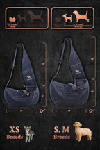 Noah & Paw Dog Sling Carrier for Small Dogs 5-18lb, Dog Sling for Small Dogs and Cats, Dog Carrier with Adjustable Padded Strap, Vegan Denim Lined with Fur, 3X Safety Features, Machine Washable