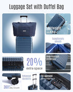 LIGHT FLIGHT Luggage Sets, Carry On Luggage 22x14x9 Airline Approved, Carry On Travel Bag Suitcases with Wheels, Expandable Hardside Lightweight Rolling with TSA Lock 2-Piece Set (DB/20),Royal Blue