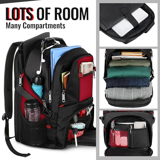 YOREPEK Large Backpack for Men, Extra Large Laptop Backpacks for Men Women, Water Resistant Travel Backpack Airline Approved Business Work Bag Fits 18.4 Inch Computer, Black
