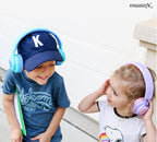 Riwbox WT-7S Kids Bluetooth Headphones Light Up, Foldable Stero Wireless Headset,with Microphone and Volume Control,Comfortable and Durable,for PC/Tablet/TV/Travel(Purple)