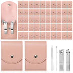Geosar 50 Set Travel Manicure Kit Bulk Professional Nail Clippers Pedicure Nail Care Tools Grooming Stainless Steel Set with Portable Travel Case, Gift for Christmas Men Women(Pink)